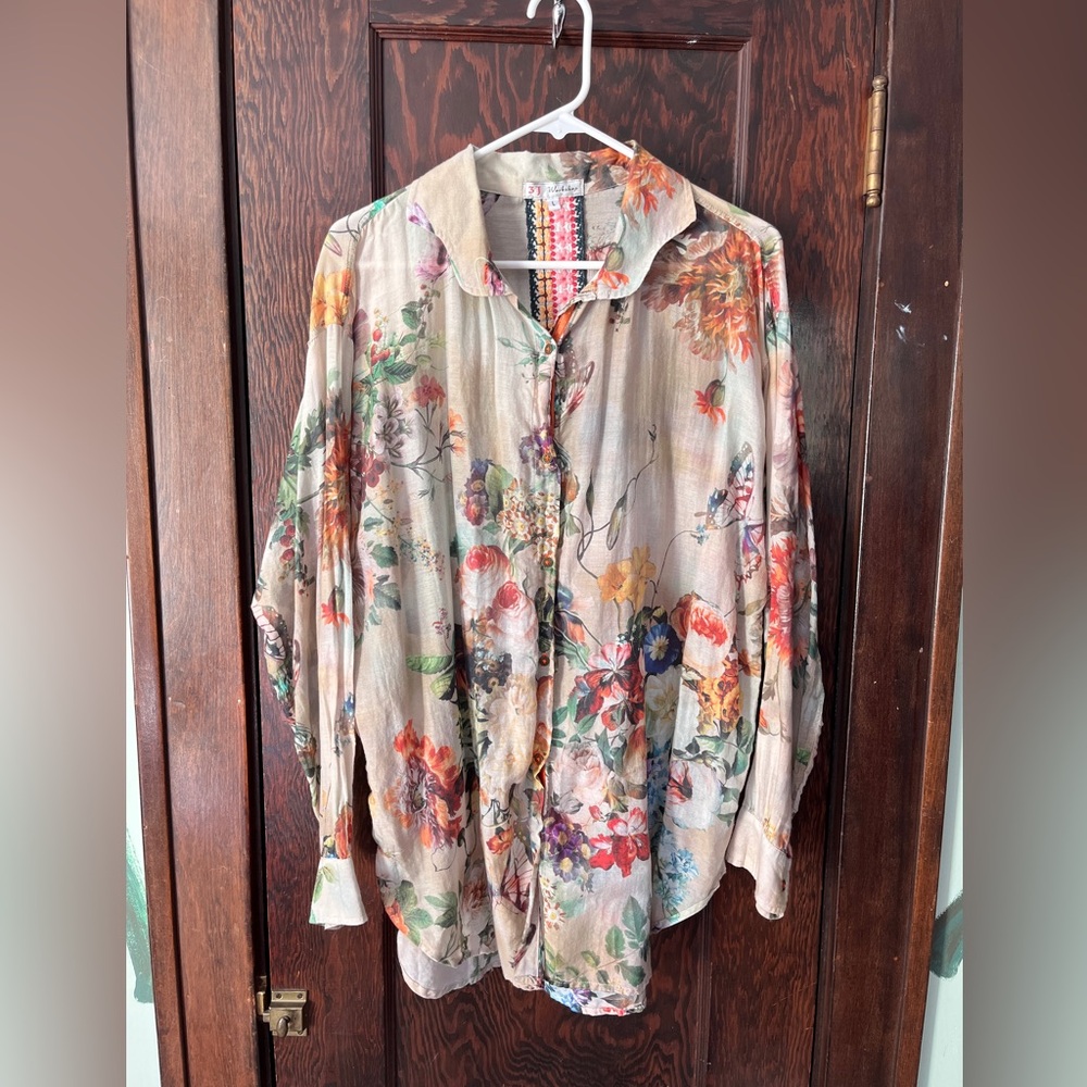 Johnny Was Blouse Floral and Butterflies